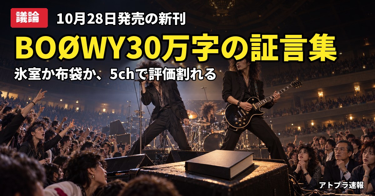 記事内容をもとにしたAI再現イメージ:【議論】BOØWY30万字の証言集『BOOWY HUNT』発売、「過大評価」「布袋の功績」と世代別に意見が割れる