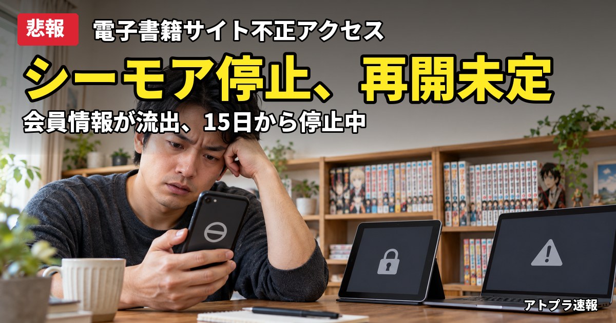 記事内容をもとにしたAI再現イメージ：【悲報】コミックシーモア、不正アクセスでサービス再開の見通し立たず「正確な再開日時は困難」