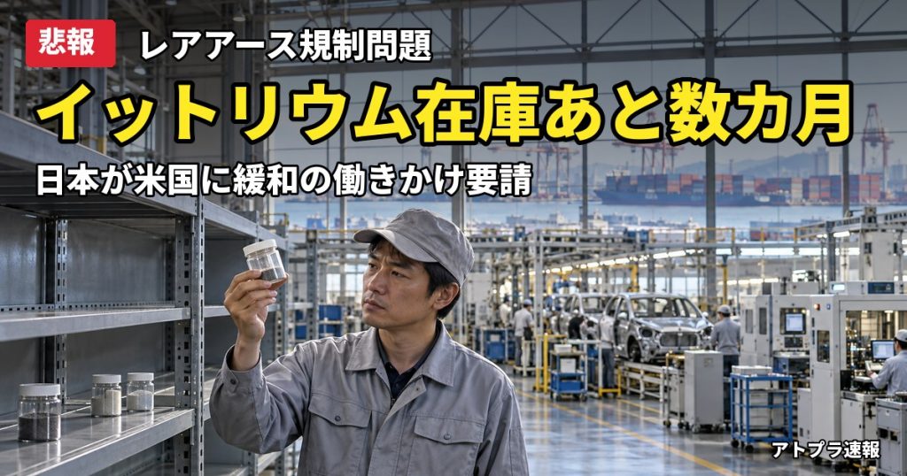 記事内容をもとにしたAI再現イメージ：【悲報】日本政府、イットリウム枯渇に備え米国へ中国のレアアース規制緩和の働きかけを要請と英紙報道