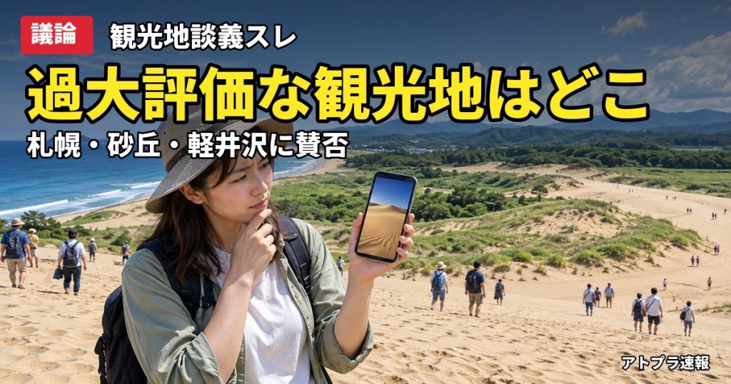 記事内容をもとにしたAI再現イメージ：【議論】札幌時計台・鳥取砂丘・軽井沢…「過大評価では?」と挙がった観光地を語り合う