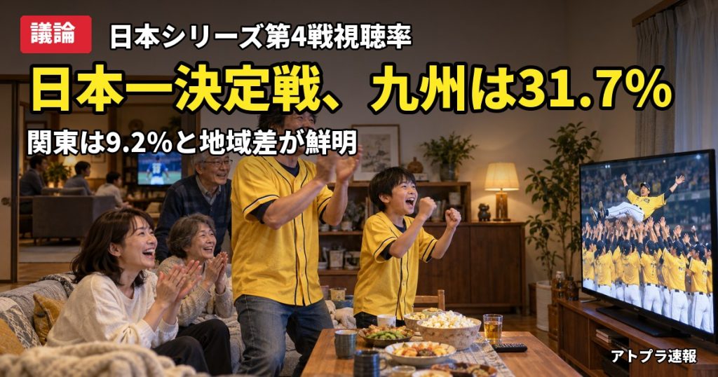 記事内容をもとにしたAI再現イメージ：【議論】ソフトバンク日本一の日本シリーズ第4戦、関東9.2％でも北部九州は31.7％