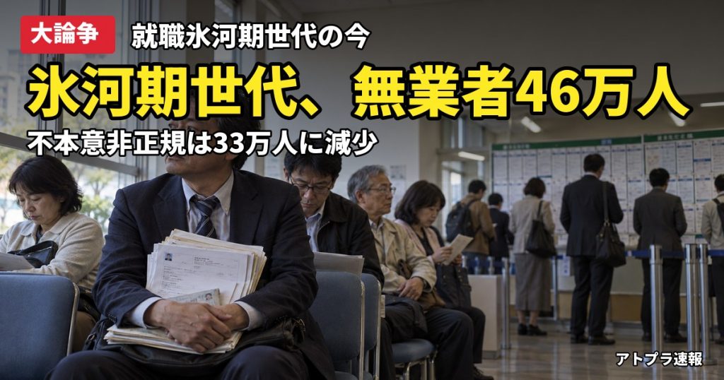 記事内容をもとにしたAI再現イメージ：【大論争】就職氷河期世代、不本意非正規33万人・無業者46万人に ネットで自己責任論と政治責任論が衝突